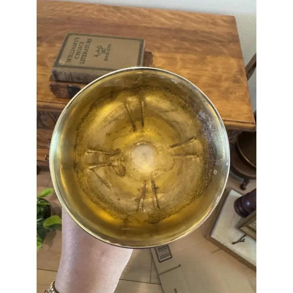 Wallace Baroque Silverplate Water Goblet #237 Gold Wash Interior 6.25”